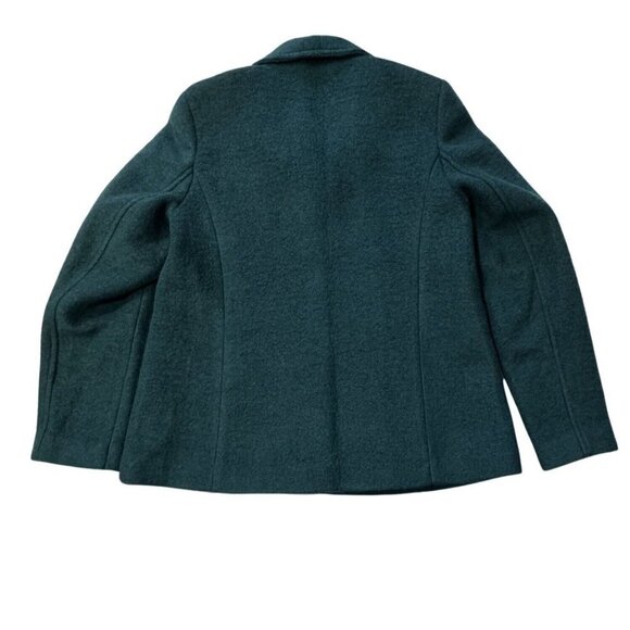 LANDS' END Wool Short Coat Jacket Women Size 8 Green Winter Boxy Retro Gorpcore - Picture 2 of 14